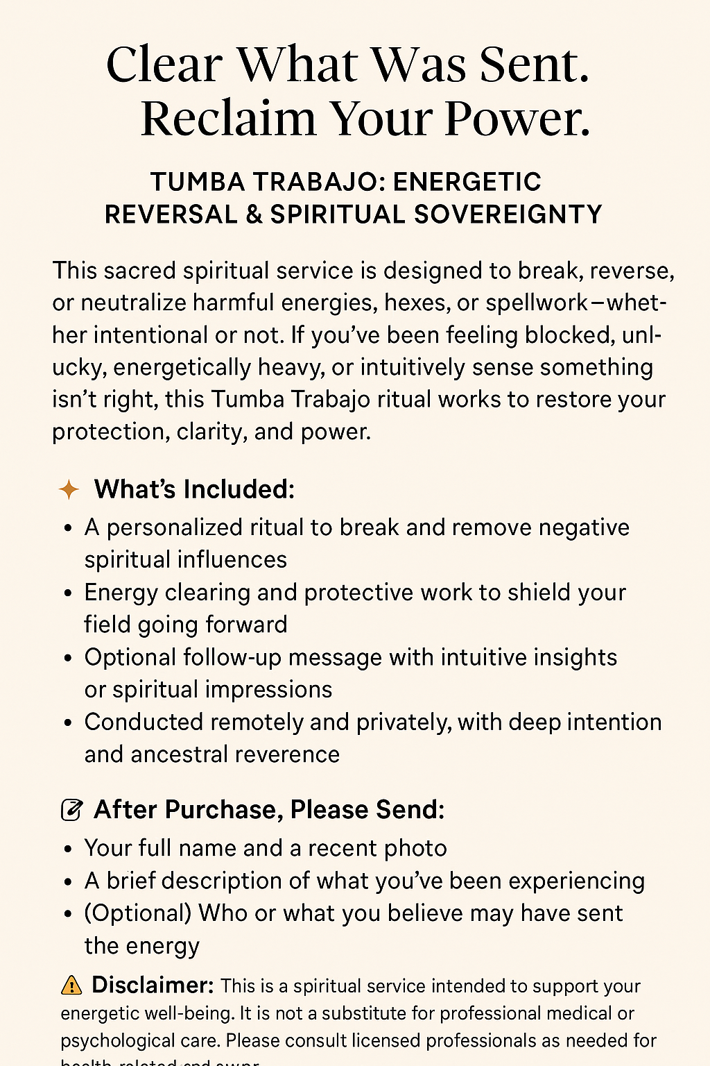 Tumba Trabajo (Spell Reversal / Work Undoing)